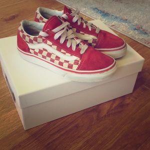 Old school red checkerboard vans